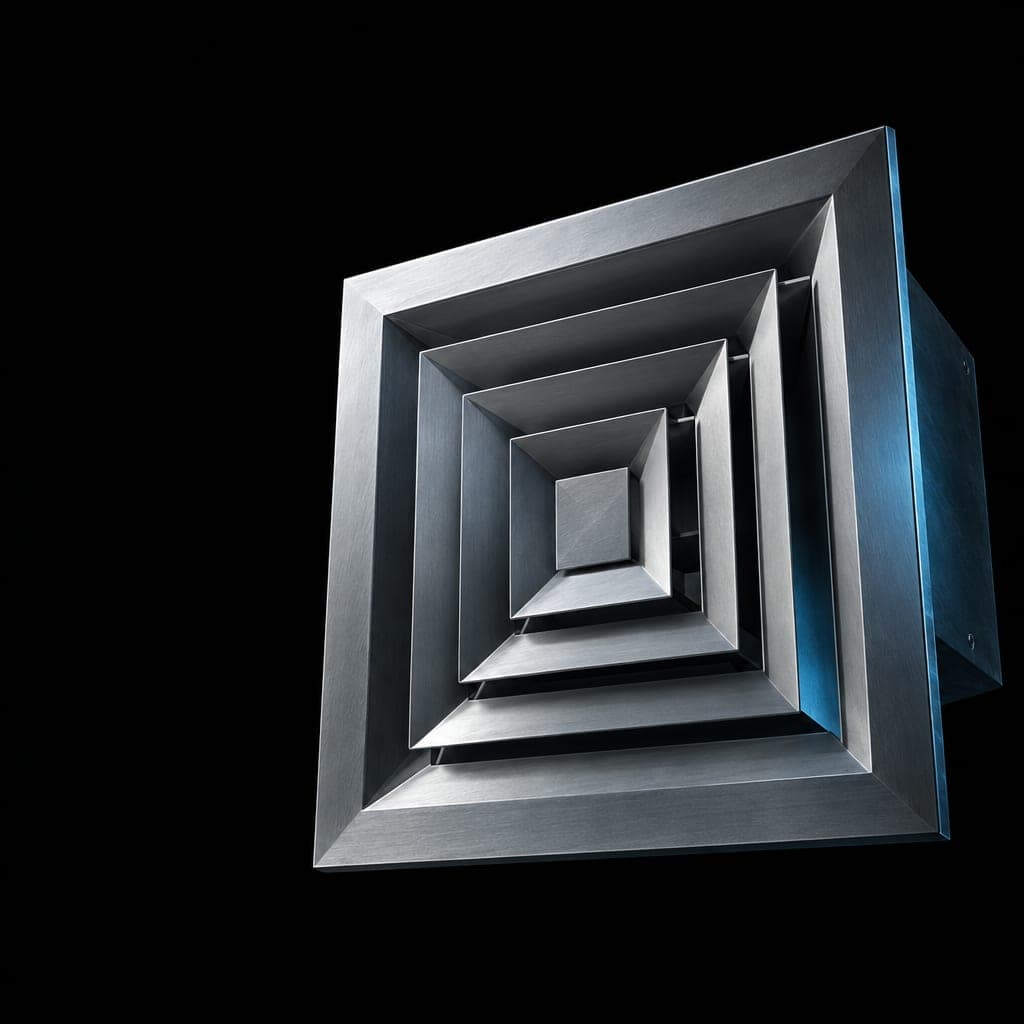 Illustration of a layered silver HVAC diffuser